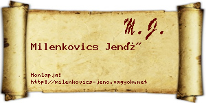 Milenkovics Jenő névjegykártya